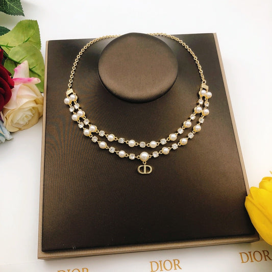 Dior Brass Pearl Necklace