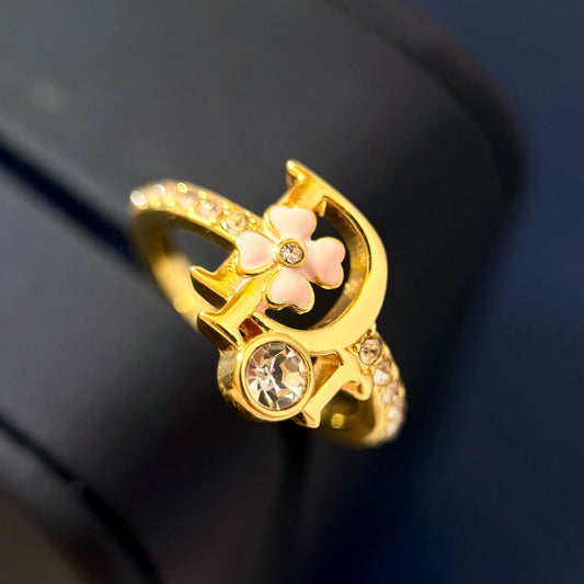 Dior Pink Brass Clover Ring