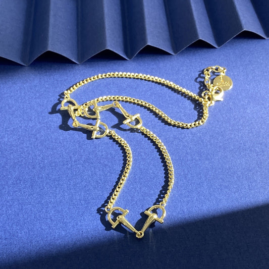 Gucci Silver Brass Horsebit Necklace
