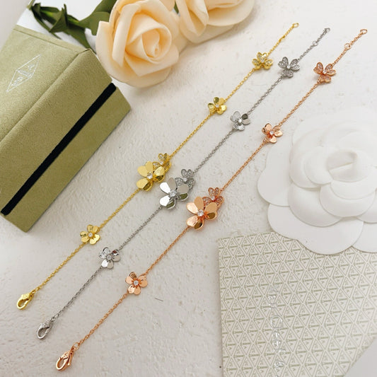 Van Cleef & Arpels Gold Brass Clover Bracelet