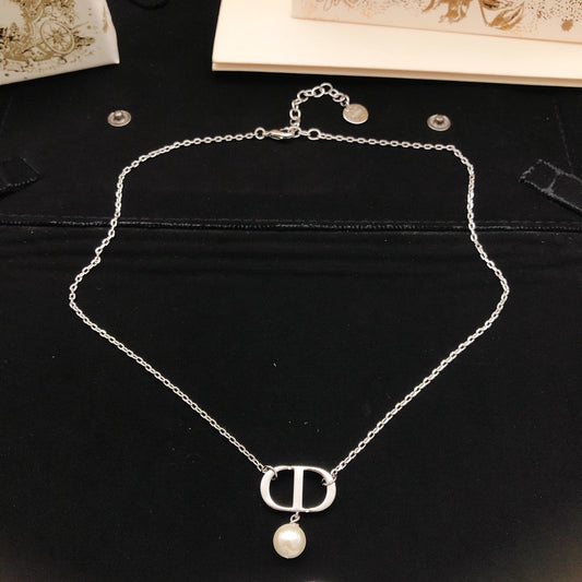 Dior Silver Brass Pearl Necklace