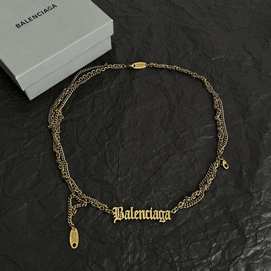 Balenciaga Brass Vintage-Finish Necklace