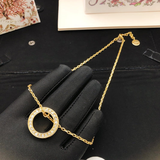 Dior White Brass Round Necklace