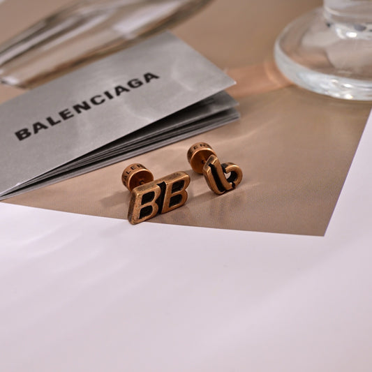 Balenciaga Brass Vintage-Finish Earrings