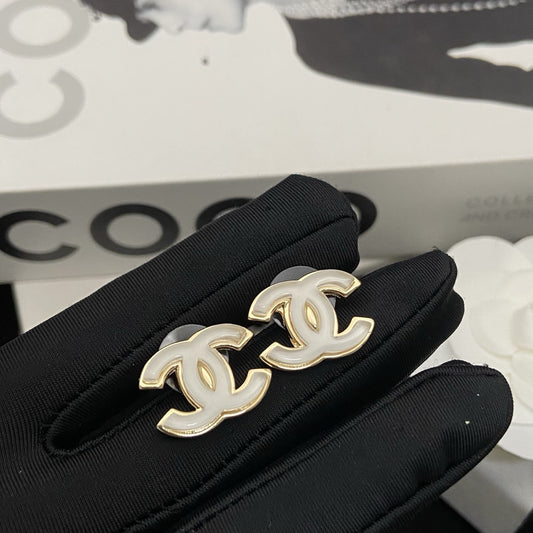 Chanel White Earrings