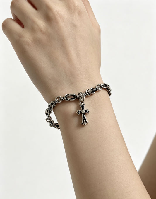 Chrome Hearts Sterling Silver Cross Bracelet