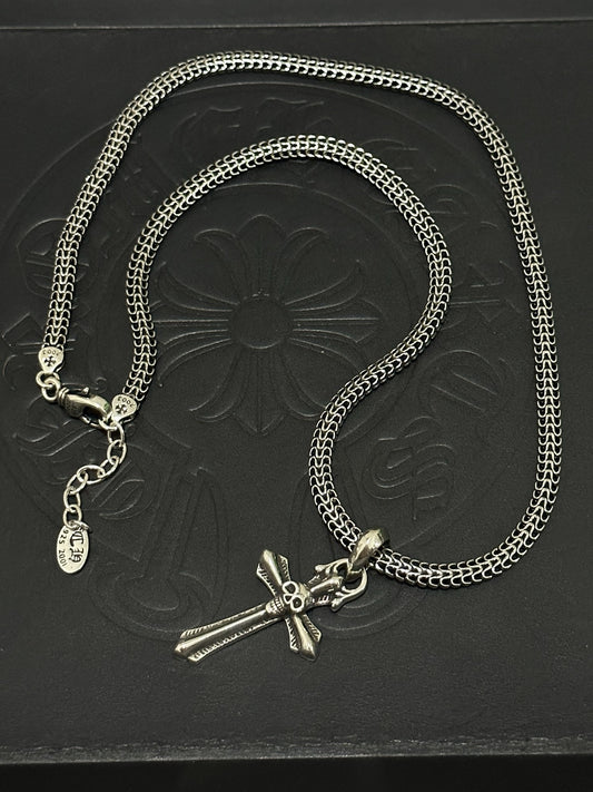 Chrome Hearts Sterling Silver Cross Necklace