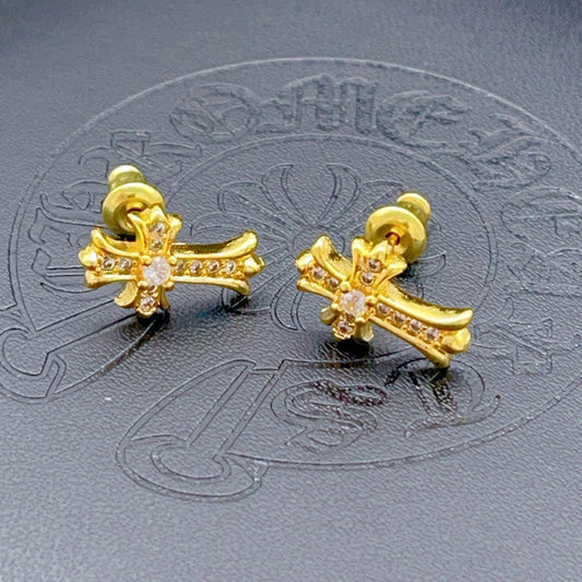 Chrome Hearts Gold Brass Earrings