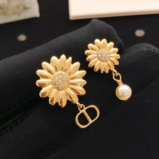 Dior Brass Pearl Earrings