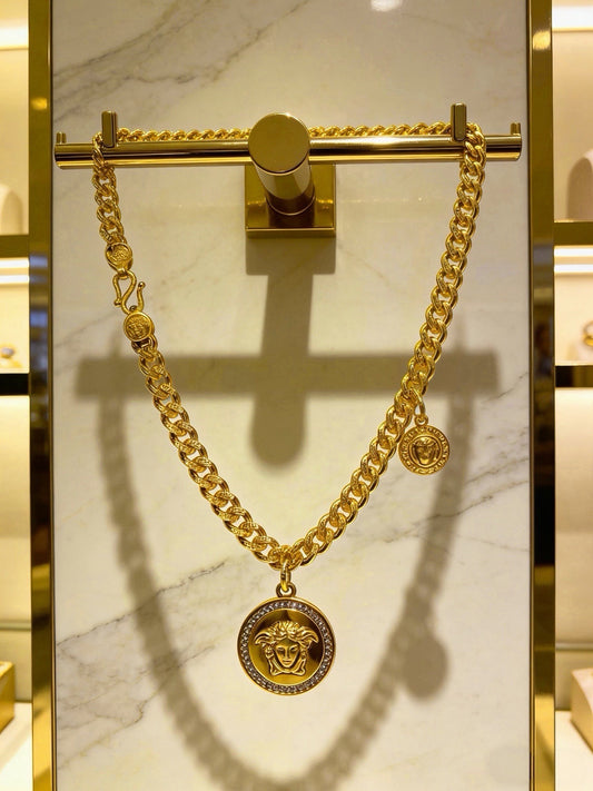 Versace Sterling Silver Chain Necklace