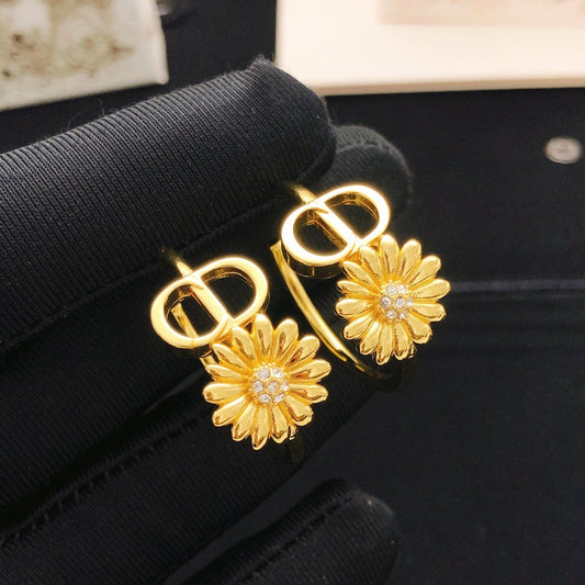 Dior Brass Sunburst Earrings