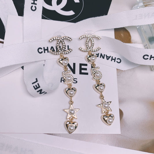 Chanel Brass & Sterling Silver Heart Earrings