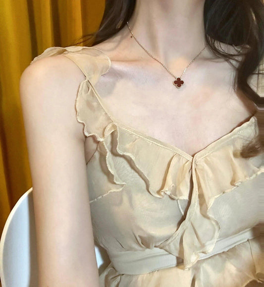 Unbranded Red Brass Clover Necklace