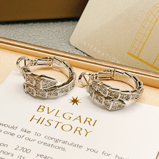 Bvlgari Silver Brass Serpent Earrings
