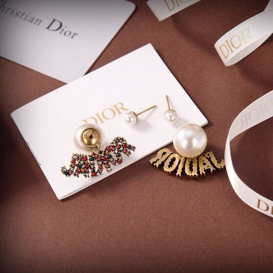 Dior Brass Pearl Earrings