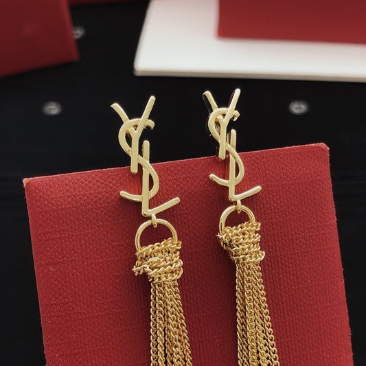 Saint Laurent Brass Tassel Earrings