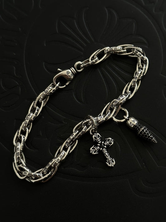 Chrome Hearts Sterling Silver Cross Bracelet