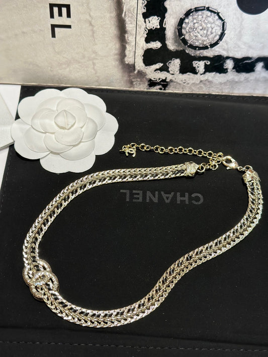 Chanel Black Leather Necklace