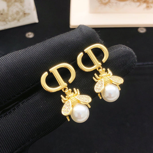 Dior Brass Bee Earrings