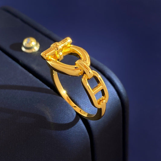 Hermes Gold Brass Ring
