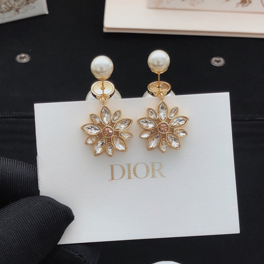 Dior Brass Sunburst Earrings