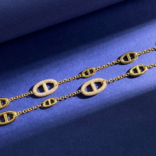 Hermes Silver Brass Round Necklace