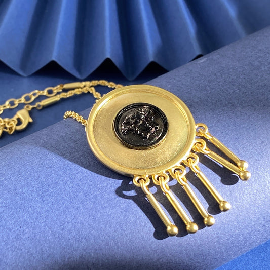 Versace Black Brass Vintage-Finish Necklace