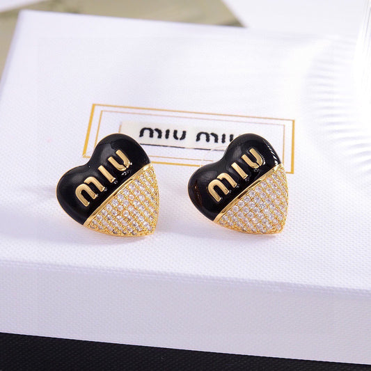 Miu Miu Brass Logo Earrings