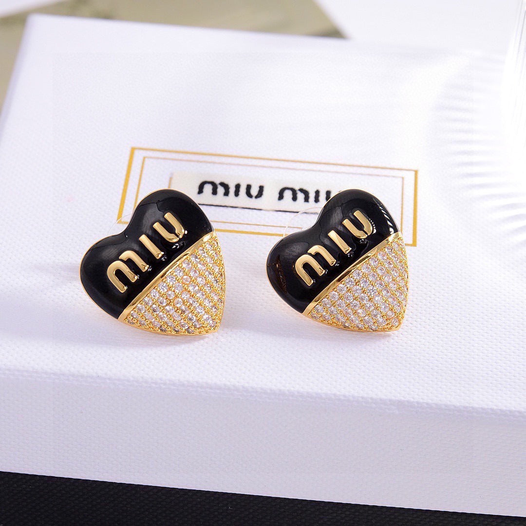 Miu Miu Brass Logo Earrings