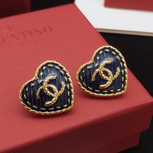 Chanel Brass Heart Earrings