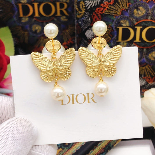 Dior Brass Butterfly Earrings