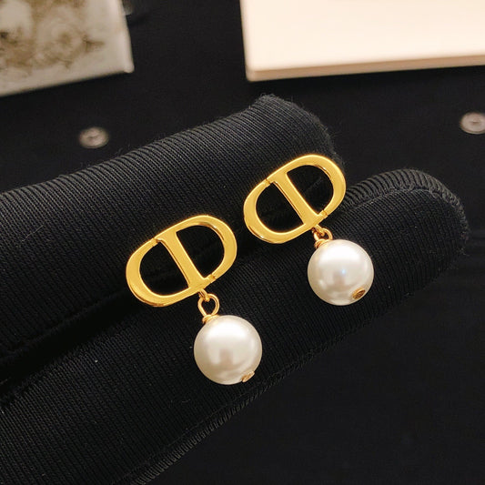 Dior Brass Pearl Earrings