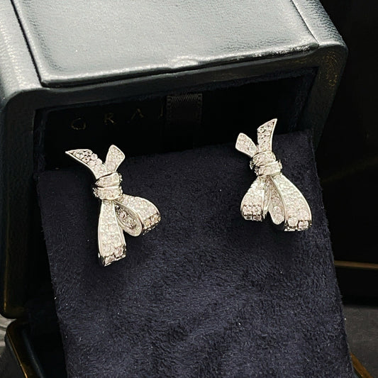 Graff Silver Brass Bow Earrings