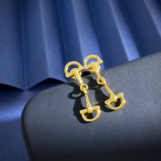 Gucci Silver Brass Horsebit Earrings