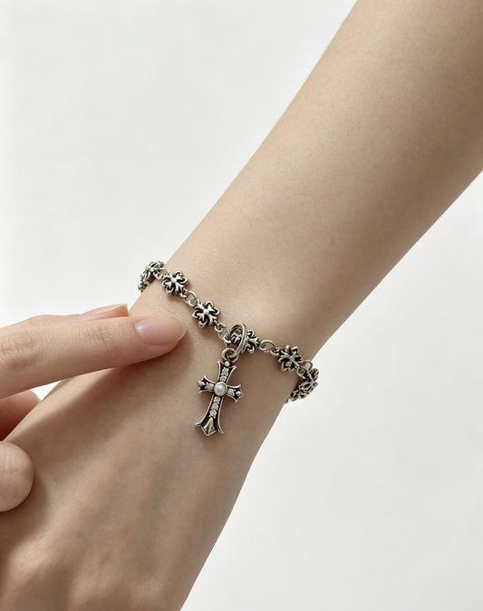 Chrome Hearts Sterling Silver Cross Bracelet