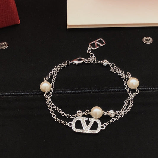 Valentino Brass Pearl Bracelet