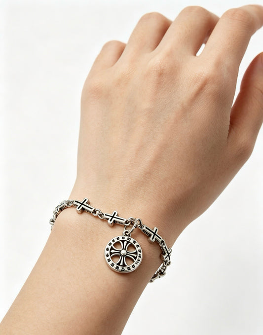 Chrome Hearts Sterling Silver Cross Bracelet
