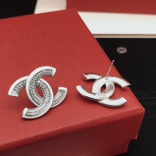 Chanel White Brass Earrings