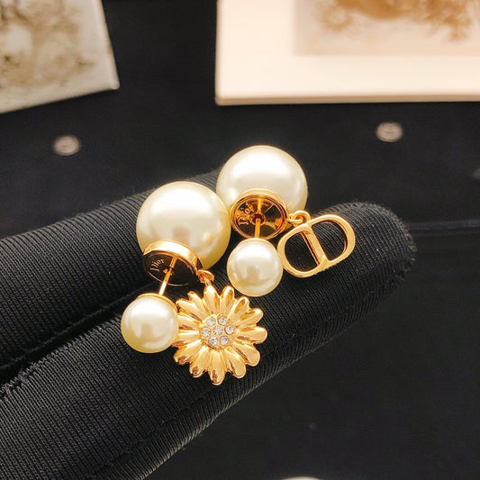 Dior Brass Sunburst Earrings