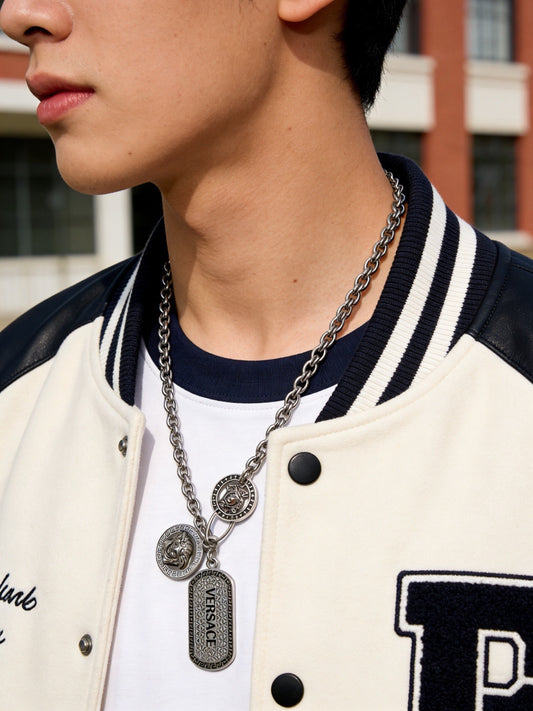 Versace Sterling Silver Chain Necklace