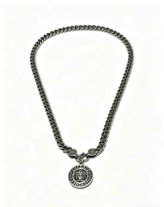 Versace Sterling Silver Chain Necklace