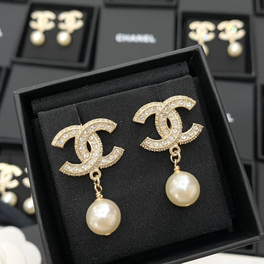 Chanel Gold Sterling Silver Pearl Earrings