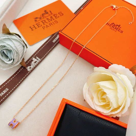 Hermes Purple Brass Necklace