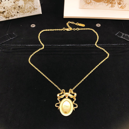 Dior Brass Bow Necklace
