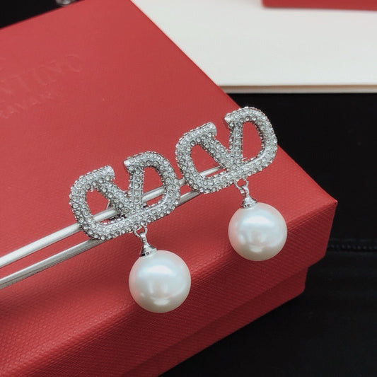 Valentino Silver Pearl Earrings