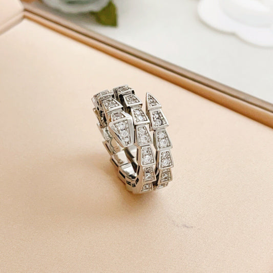 Bvlgari Silver Brass Serpent Ring