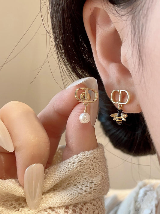 Dior Brass Pearl Earrings