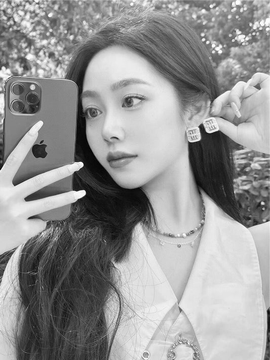 Miu Miu Brass Logo Earrings