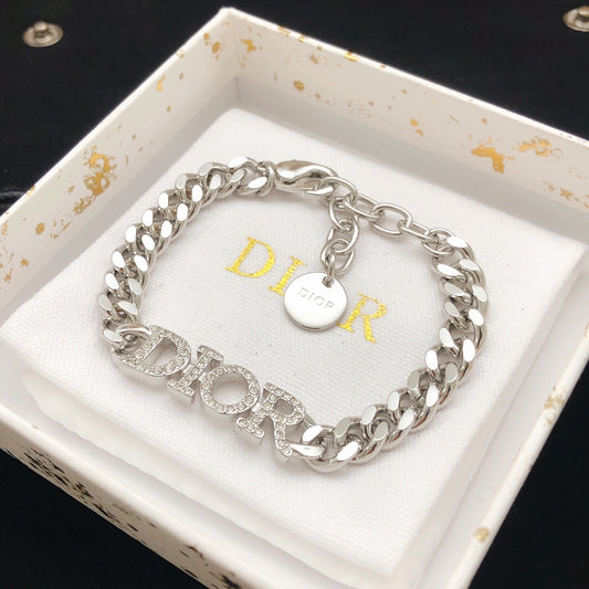 Dior Silver Brass Logo Bracelet