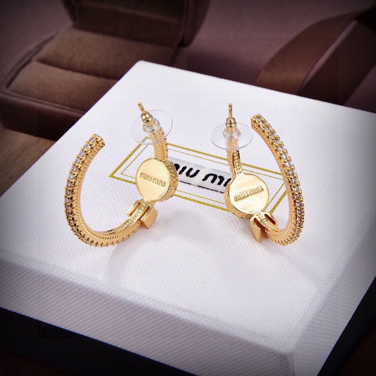 Miu Miu Brass Logo Earrings